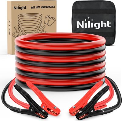 Nilight Jumper Cables for Car Battery 6Gauge 16 FT Booster Cable Heavy Duty 450A