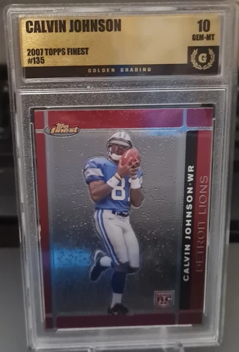 2007 Calvin Johnson Topps Finest #135 - Rookie Card RC -LIONS HOF   GEM -MT