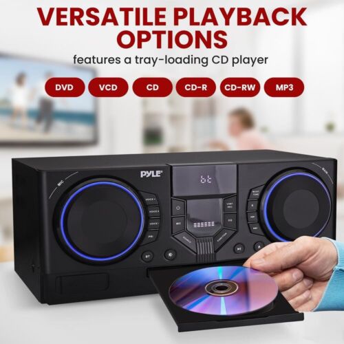 Pyle 3-Piece Mini Hi-Fi BT Stereo System with MP3, USB, FM Radio (black) - Picture 4 of 6