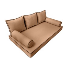  SLIPCOVER ONLY S3 Daybed Mattress Bolster Back Covers Contrast Trim Twin AD104