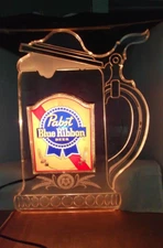 PABST BLUE RIBBON BEER SIGN MUG STYLE ( WORKS ) SEE PICTURES