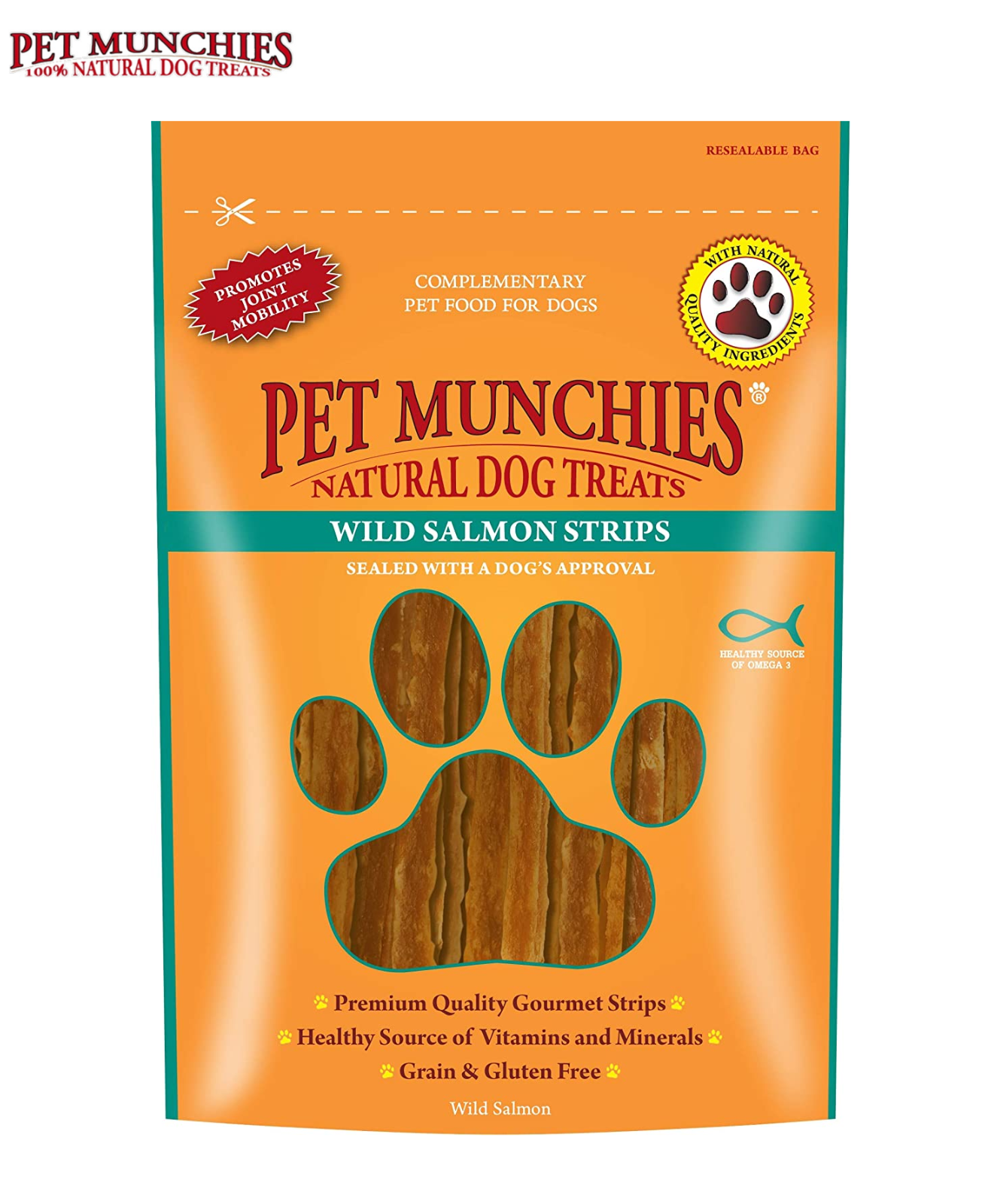 PET MUNCHIES WILD SALMON STRIPS PREMIUM DOG PUPPY TREATS NATURAL MEAT 80G