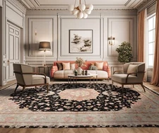 Authentic Tabrizz 400 KPSI Hand Knotted Wool & Silk Area Rug Black 11'6"x 16'10"