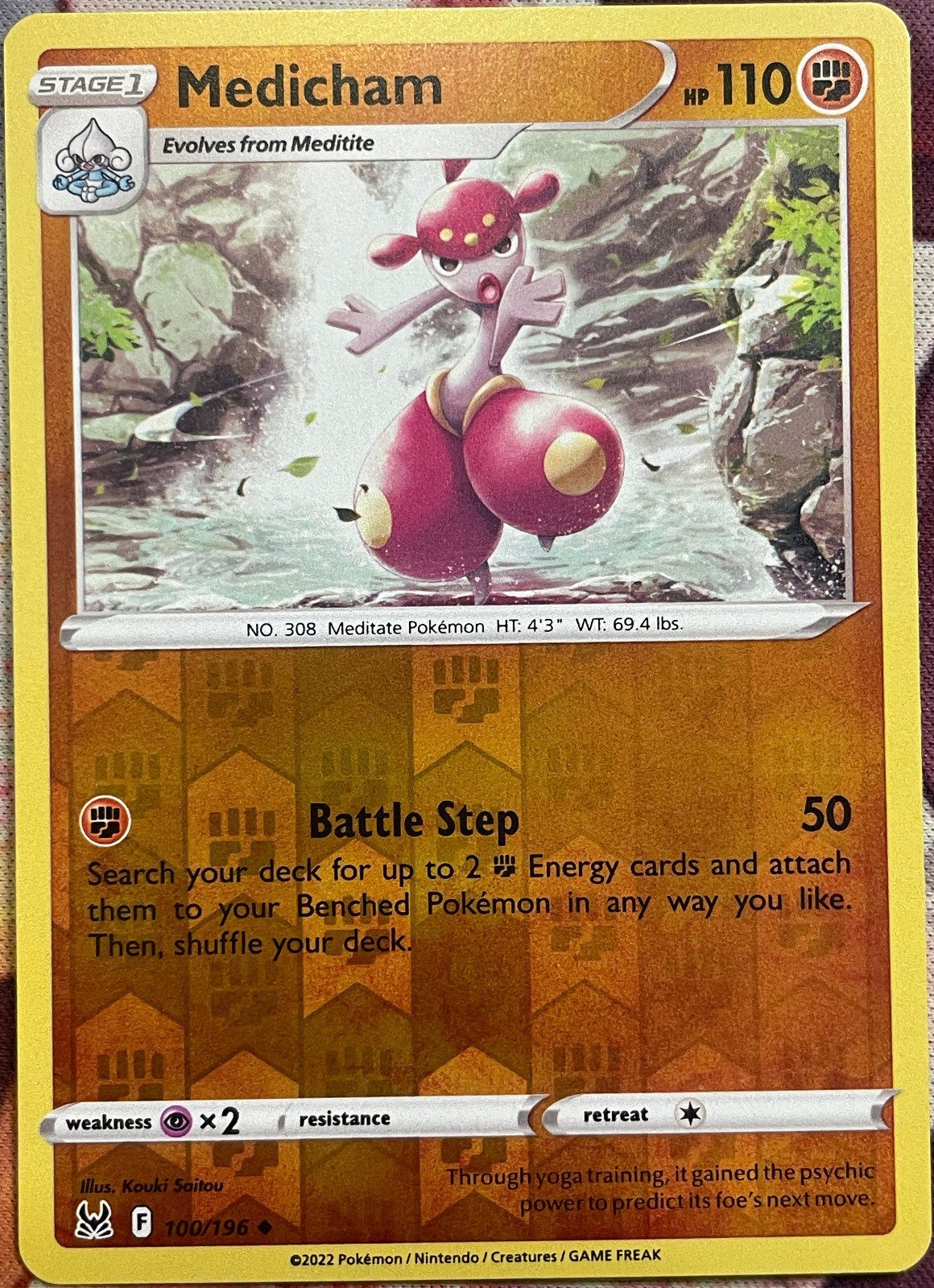 Medicham Reverse Holo - 100/196 - Lost Origin Pokemon 2022