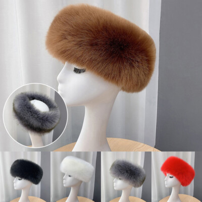 Fluffy Faux Fur Russian Hat Headband Ski Snow Ear Warmer  display picture 1