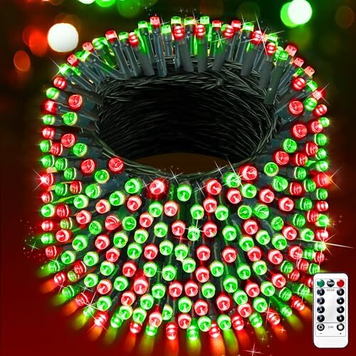 551FT Christmas Lights, 1400 LED Super 1400LEDS 551FT Green Wire Red+Green