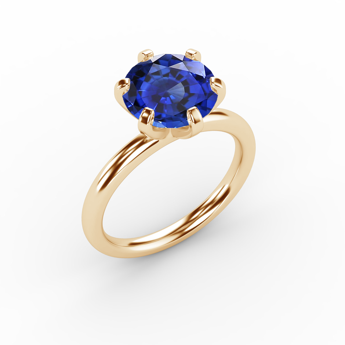 Lab-Created Blue Sapphire Solitaire Engagement Ring in Sterling Silver  -image
