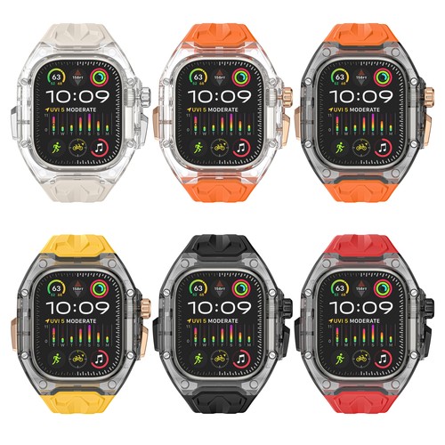 Clear Bumper Case+Rubber Sport Band For iWatch Series 10 9 8 7 6 5 4 SE Ultra1/2 - Picture 6 of 45