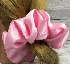 Petal Pink Bridal Satin XL Scrunchie Hair Ties - 6 inch wide Ponytail Hold