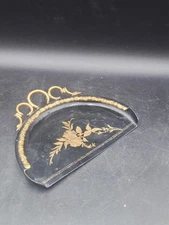 Vtg Hand Decorated Silent Butler Crumb Catcher Crumber Dust Pan Black Gold 