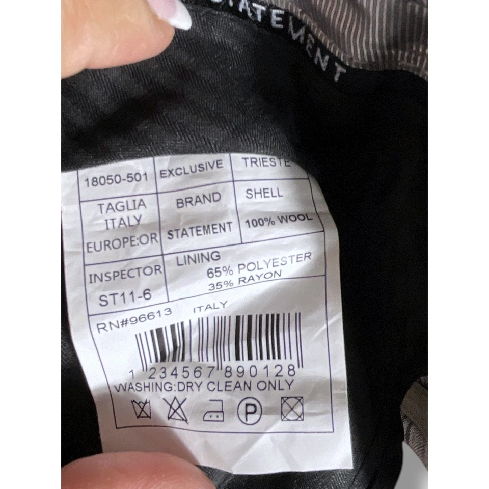 NWT Statement Italy 3 Piece Suit Blazer Vest Pants Plaid Wool 50L/W45L Trieste - Image 4 of 4