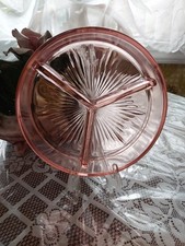 Vintage Relish Dish, 3-Part, Pink, 6-1/2 Inches, Jeannette Glass Co.