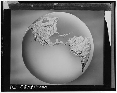 Photo:Western Hemisphere Globe Relief 1930s Educational Model Photograph