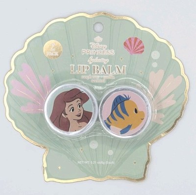 TWO Disney Princess Ariel Hydrating Lip Balms, Vanilla & Raspberry Scented, New!