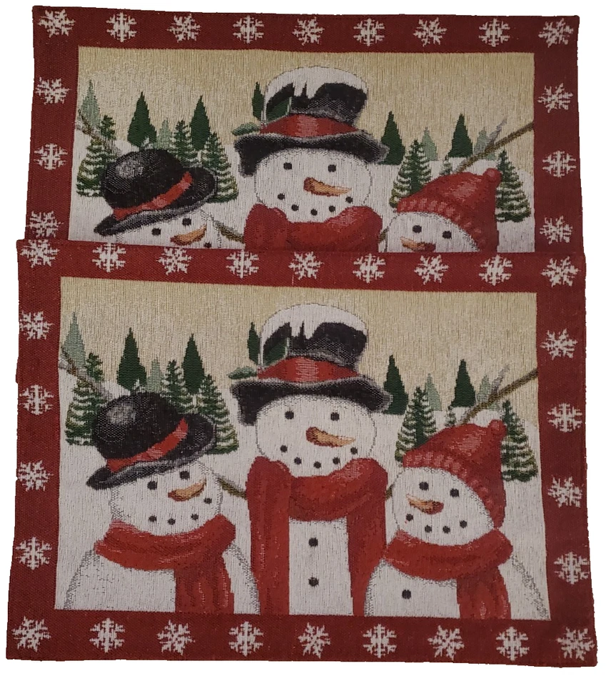 WEIHNACHTEN SCHNEEMANN GOBELIN TISCHSETS 2ER SET NIKOLAUS QUADRATISCH