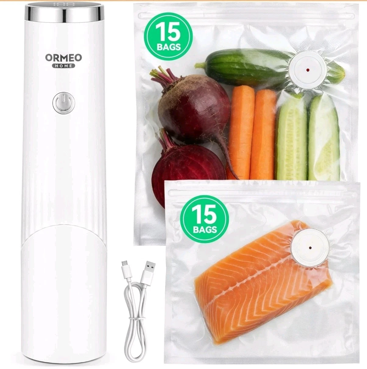 Compact Vacuum Sealer for Food, ORMEO HOME Powerful Portable Handheld New