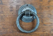 Drawer Pull Drop Ring Handle & Backplate Furniture Hardware 1 1/16" Plate