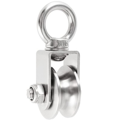 2 Inch UType Pulleys for Rope, Stainless Steel M10 Swivel Pulley Block with B...