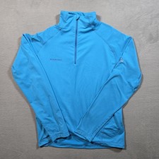 Mammut 1/4 Zip Pullover - Mens Size L - Blue Long Sleeve Ski Snowboarding Top
