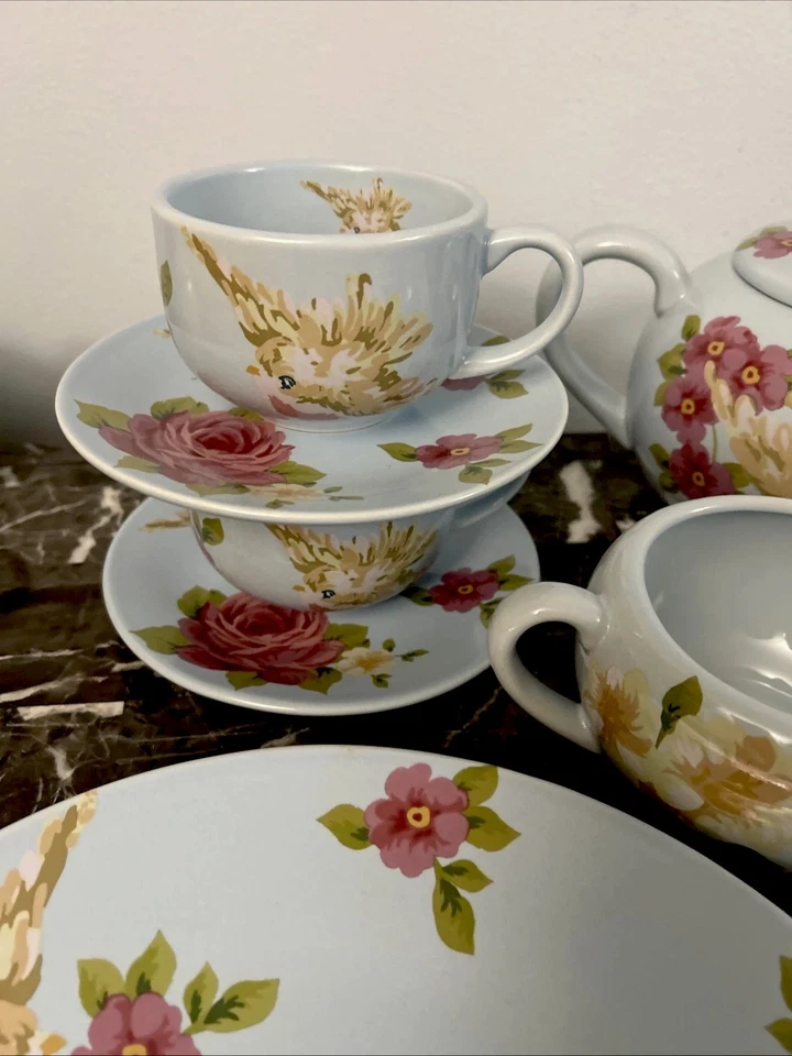 Nuevo de Lote Antiguo~NUEVO CON ETIQUETAS~Rosie B. Farmer~"Songbird Garden"~Juego de Vajilla 9 Piezas!! Plato de cena Foto 4 de 4