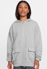 NIKE Sportswear Big Girls' Dri-FIT Oversized Fleece Hoodie Grey Heather Small