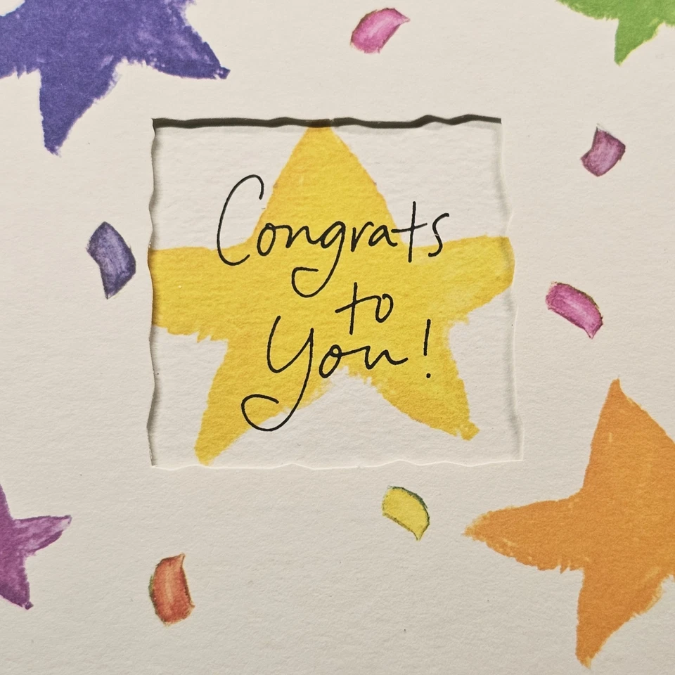 Leanin Tree Congratulations Greeting Card Gold Star Colorful Art From The Heart - Image 2 of 4