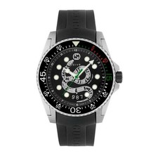 Gucci Dive YA136217 45mm Swiss Made Silicone Strap Black Dial Wrist Watch - NEW