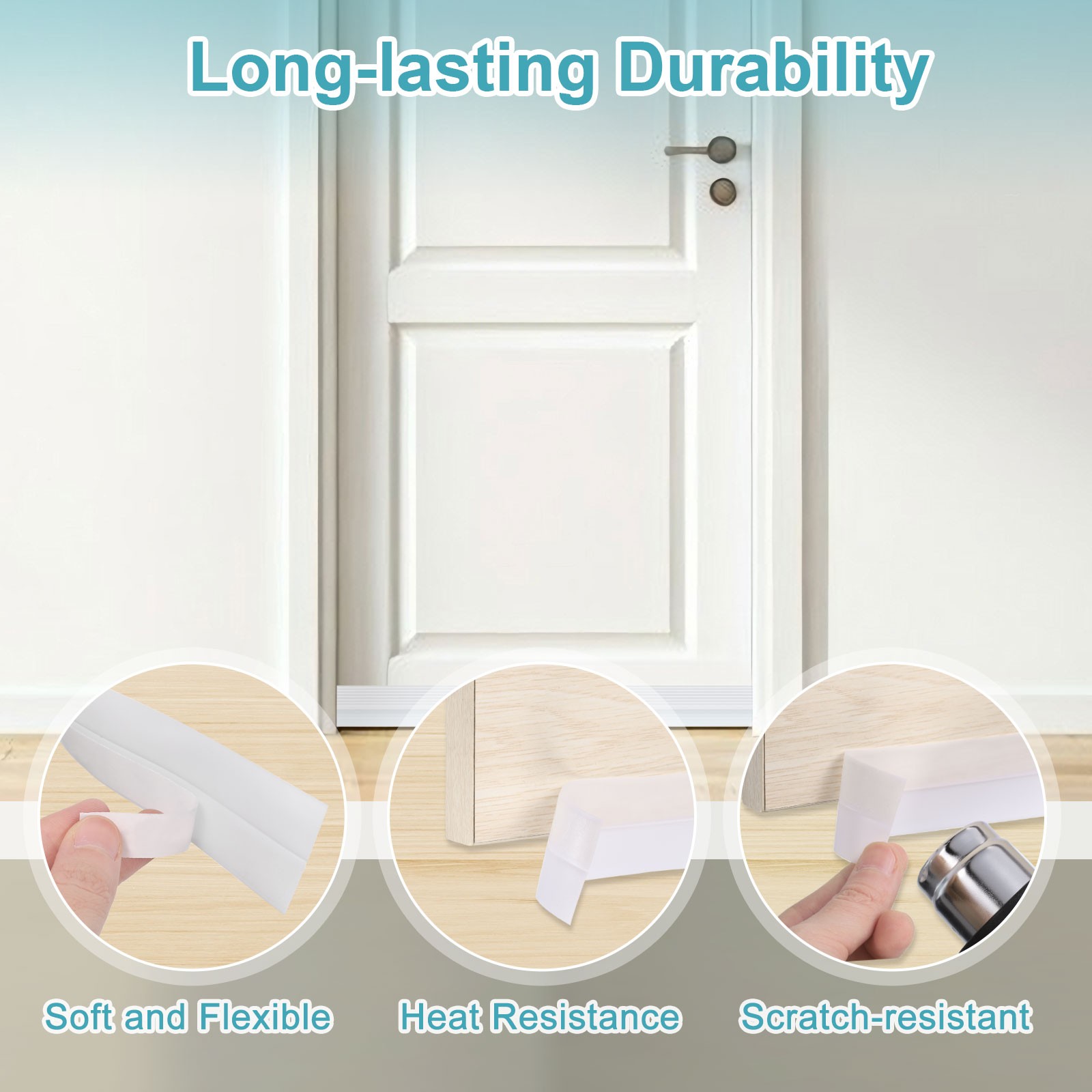 Door Draft Stopper, 26.25ft x 45mm Weather Stripping Door Seal, Grey