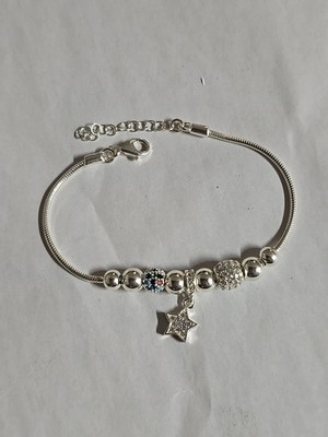Sterling Silber Bettelarmband Stern Bettel Design Armband Perlen Sterling Charms