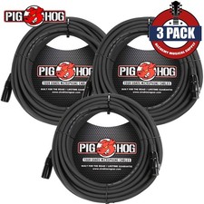 3-PACK Pig Hog PHM100 100FT XLR M to XLR F 8mm Tour Grade Microphone Cable