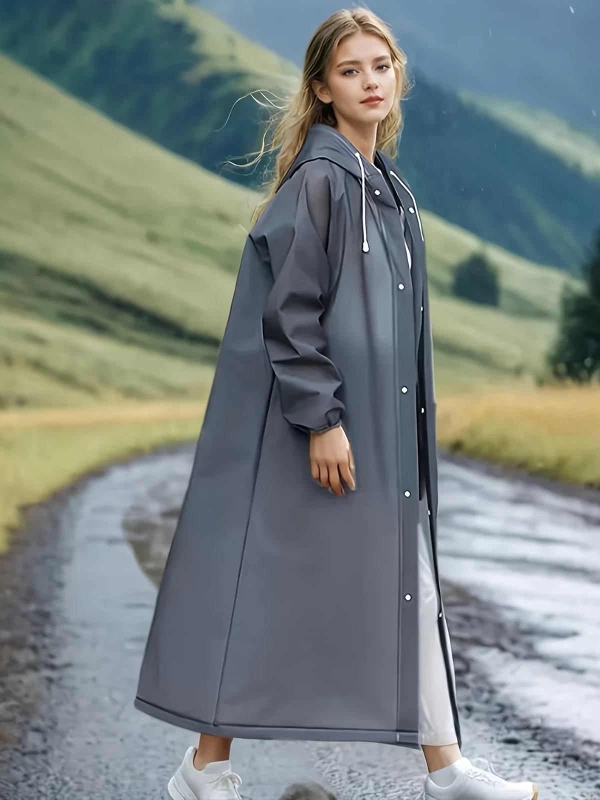 Gray Raincoat Back View Coverage