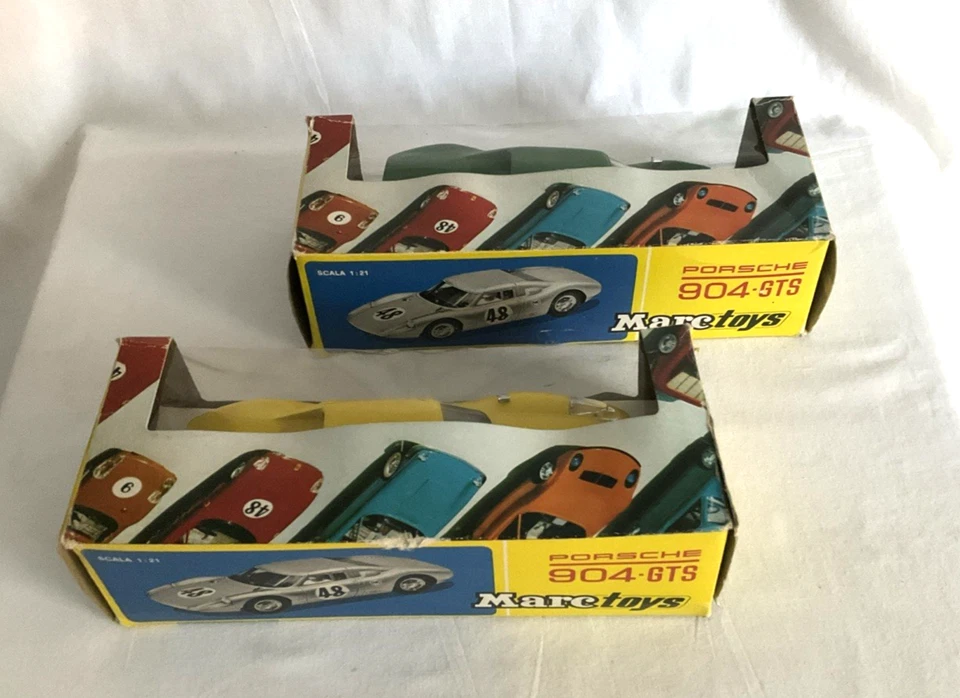 Lote 2 calcomanías MarcToys 303: '64 Porsche 904 Italia plástico 1:21 vintage años 70 ¡NUEVO EN CAJA! Foto 2 de 4