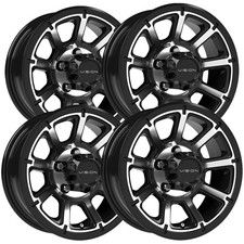 (Set of 4) Vision 353 Turbine Trailer 17x6.5 5x4.5" Black/Machined Wheels Rims