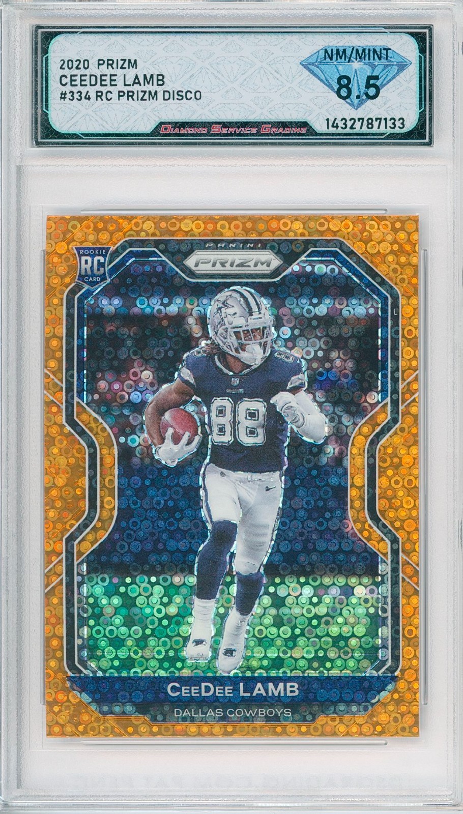 2020 Prizm CEEDEE LAMB #334 Orange Disco Rc 💎 DSG 8.5 NM/Mint