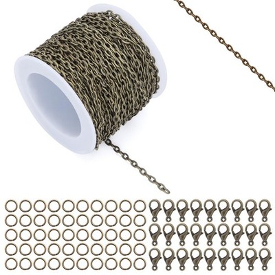 33 Feet Metal Bronze Necklace Chains Cable O-Shaped Links Chains Bulk