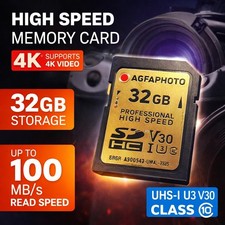 🔥 AGFAPHOTO 32GB SDHC Speicherkarte V30 UHS-I U3 Class 10 4K High Speed Neu