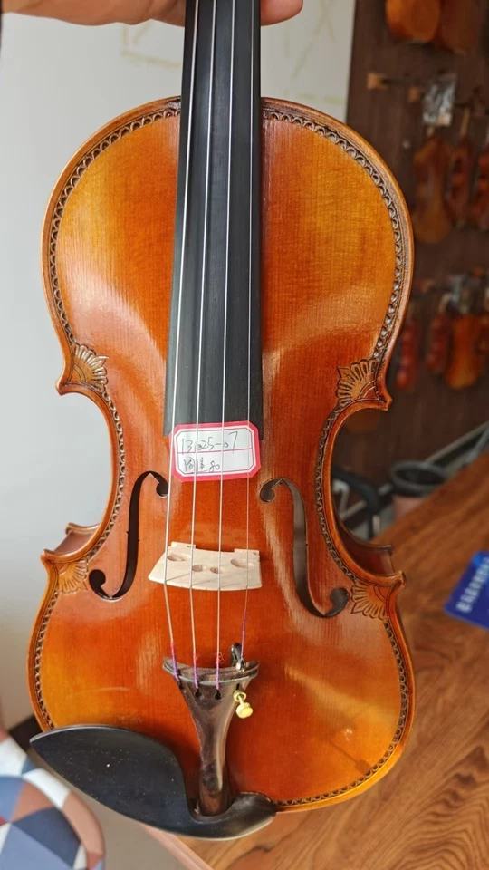 Красиво резной Страдивир 4/4 ручной работы скрипка с бесплатный чехол и Бесплатная доставка - Изображение 3 из 4