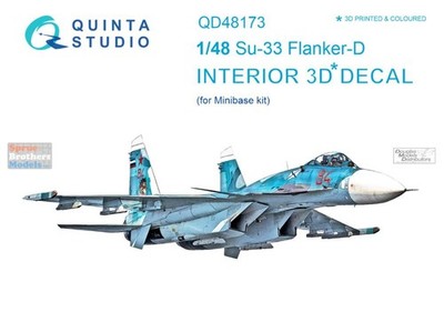 QTSQD48173 1:48 Quinta Studio 3D Decal - Su-33 Flanker-D (MNB kit)