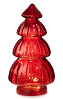 Licht Deko Tanne Aus Glas, Rot H:28 Cm Mit 20Er Led Lichterkette - Dekoration