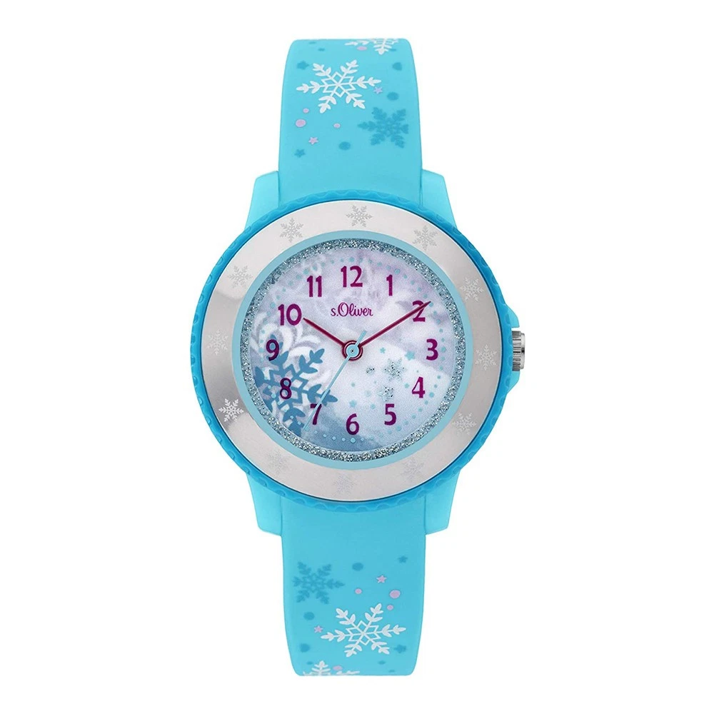 S.Oliver Orologio Bambina SO-3930-PQ – Al Quarzo, Cinturino In Silicone, Quadrante Floreale, Cassa Metallo 29 Mm