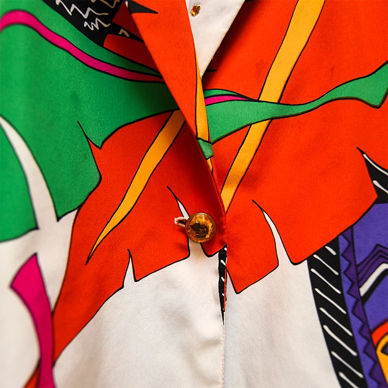 Винтажный блейзер Jordana 80-х/90-х годов — смелый тропический абстрактный принт — сделано в США — размер 14/16 - Изображение 4 из 4