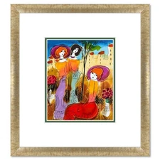 Moshe Leider, Framed Original Mixed Media Watercolor Painting, Hand Signed with