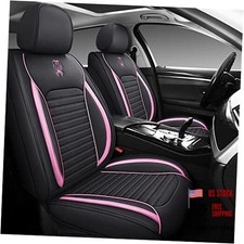 LK Full Set Car Seat Covers for Front Seats and Rear Seats, Luxury Black PINK02