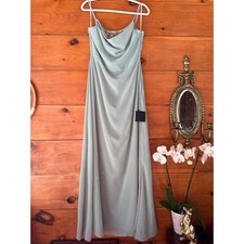 NWT Lulus Eliora Sage Green Lace Cowl Neck Chiffon Maxi Dress Bridesmaid Satin L