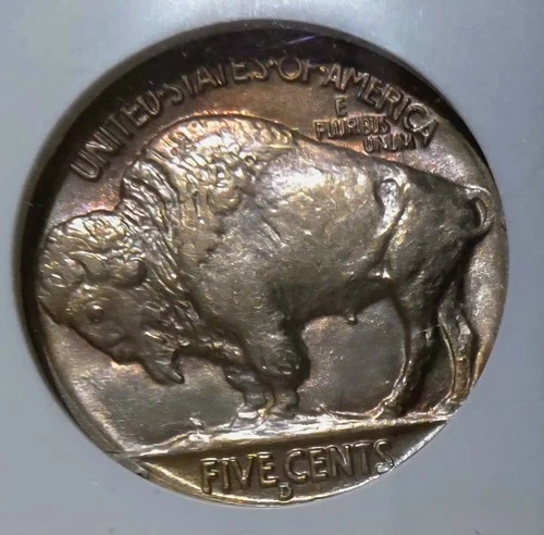 1938 D/S TONED Buffalo Nickel  NGC MS 64, Heavy Rose Gold Toned
