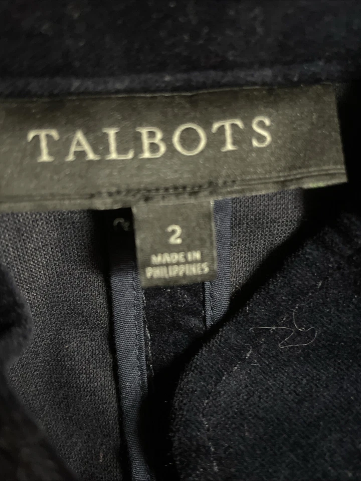 Chaqueta Talbots Mujer Talla 2 Terciopelo Blazer Azul Marino Militar Academia Mediana Foto 3 de 4