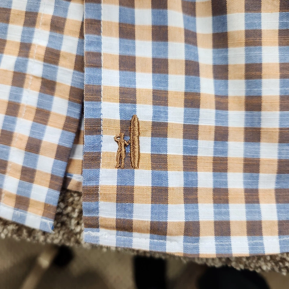 Preppy Johnnie O Hangin' Out Button Up L Plaid Shirt Cotton Blend Logo - Image 2 of 4