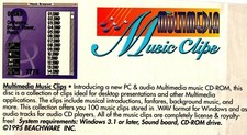 MULTIMEDIA MUSIC CLIPS - CD-ROM - 1995 Beachware Inc - VINTAGE - 100-music clips