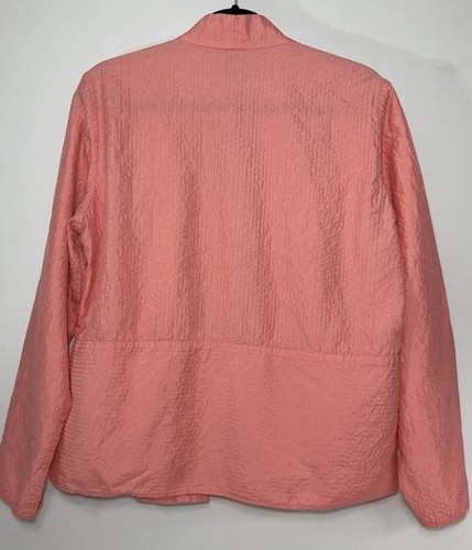 Eileen Fisher Large Pink 100% Silk Open Kimono Style Textured Lightweight Jacket - Picture 4 of 12