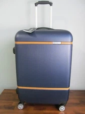 Samsonite Luggage Navy Blue 22" Carry On Spinner with British Saddle Accents-NWT